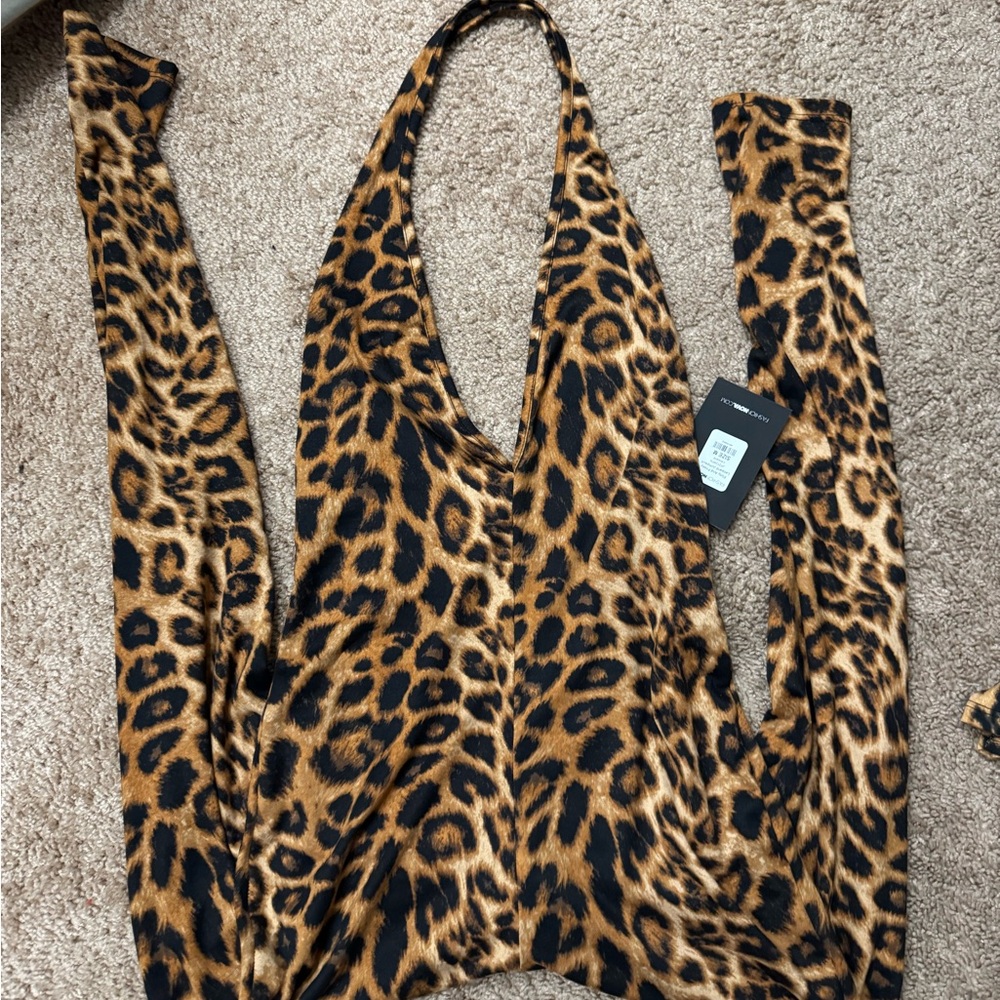 Leopard Print Halter Jumpsuit
